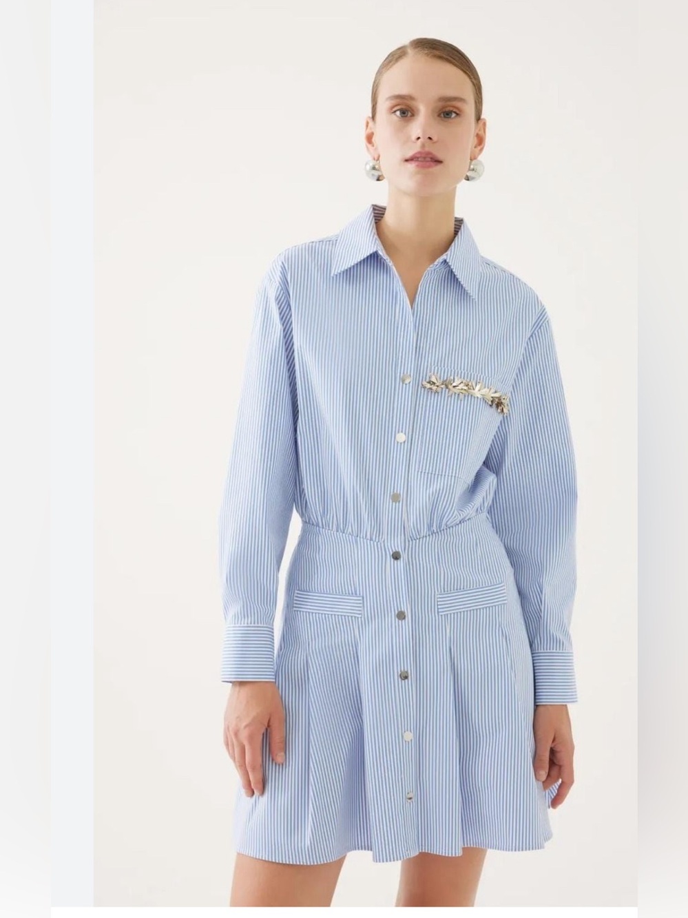 Rare find Anthropologie Exquise Mini Shirt Dress Stripe Blue Excellent condition